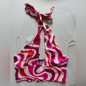 NWT Zara Print Halter Crop Top